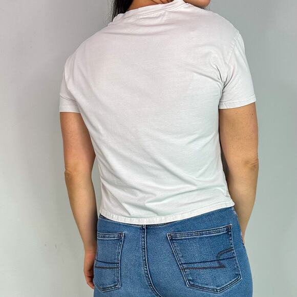 Off White Embroidered Green Plant Short Sleeve Tee - Picture 5 of 5